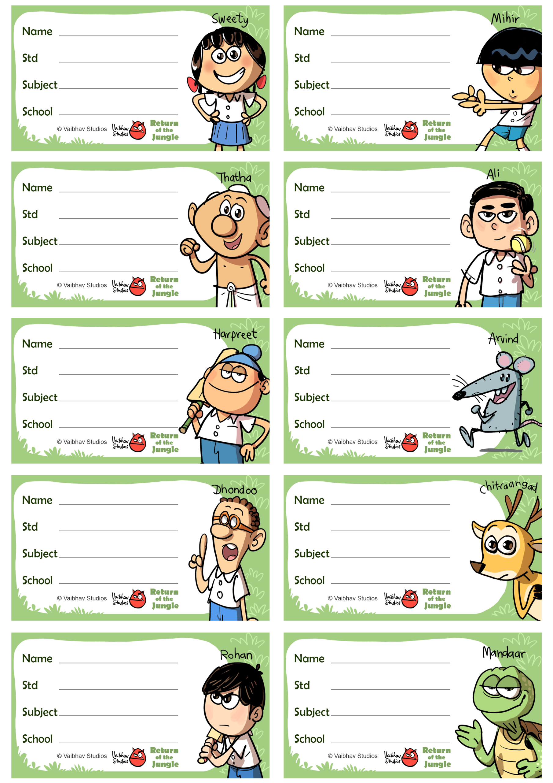 NoteBook Sticker Labels - (A4 Sheet – 10 labels)